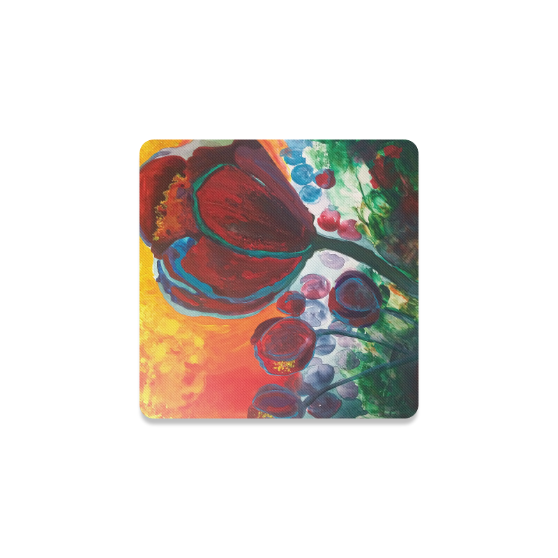 Blue High Tulips on Fire Square Coaster