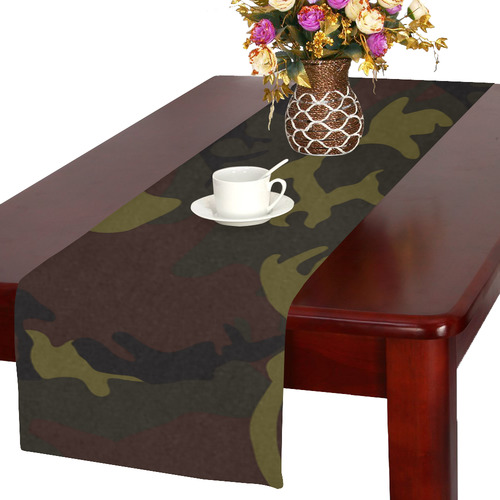 Camo Green Brown Table Runner 16x72 inch
