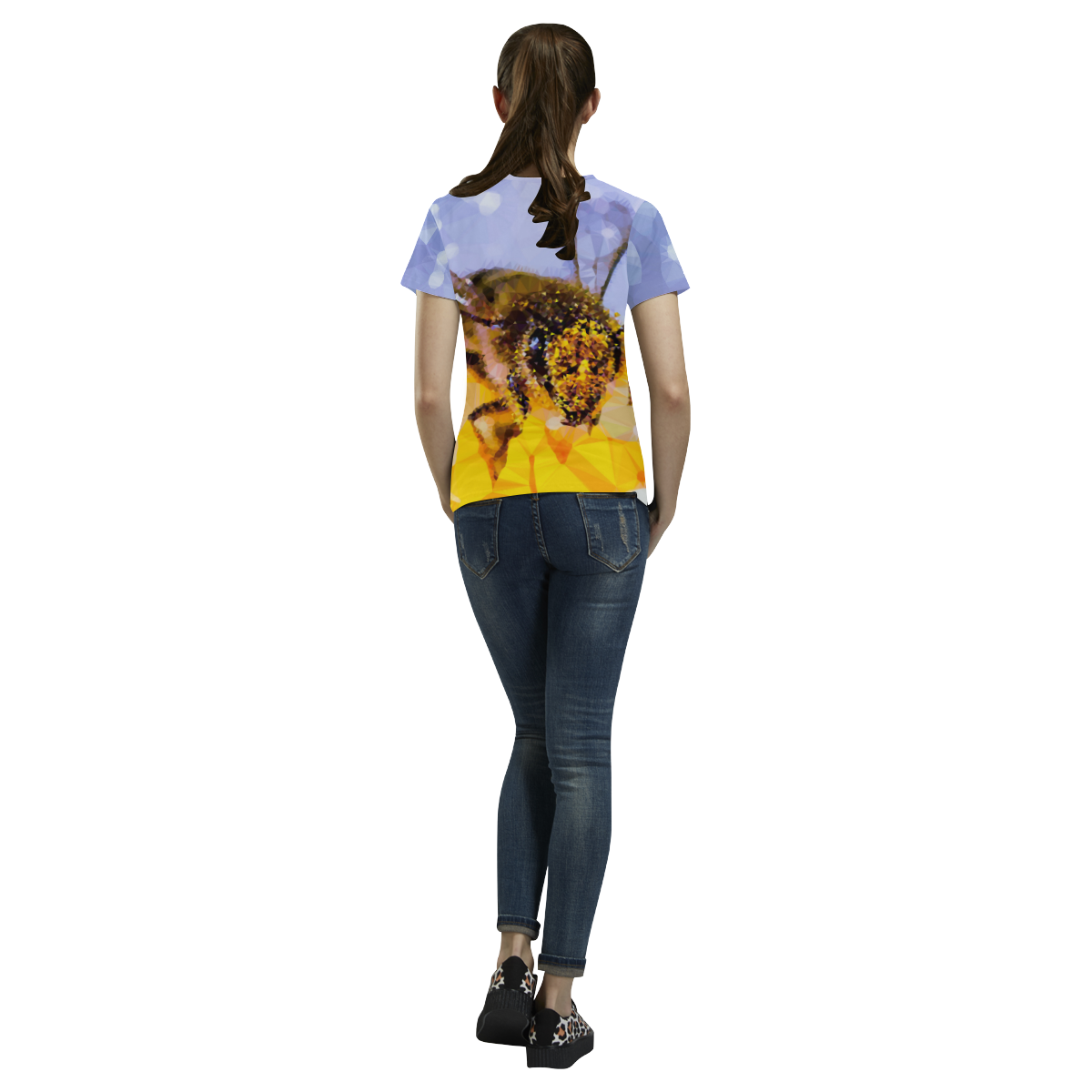 Honey Bee Pollen Geometric Low Poly Triangles All Over Print T-Shirt for Women (USA Size) (Model T40)