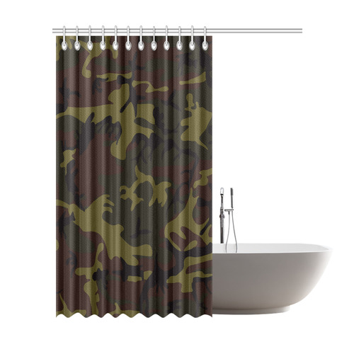 Camo Green Brown Shower Curtain 72"x84"