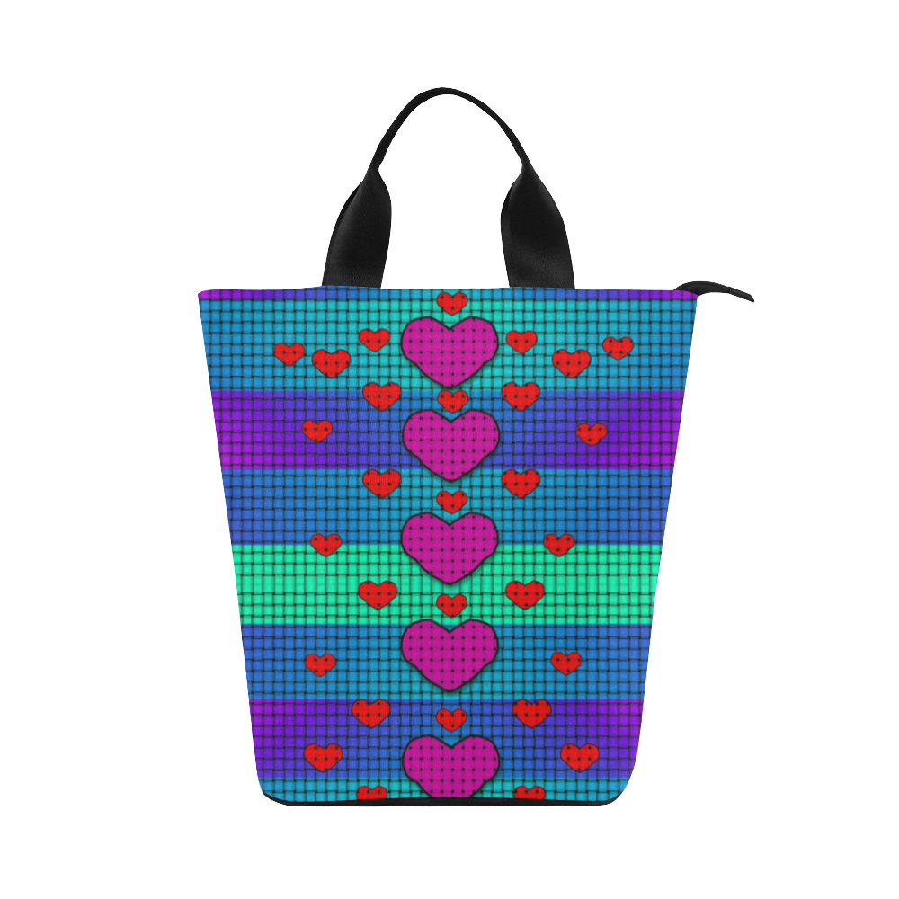 hearts and rainbows Nylon Lunch Tote Bag (Model 1670)