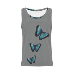 Morpho hyacintus butterflies painting All Over Print Tank Top for Women (Model T43)