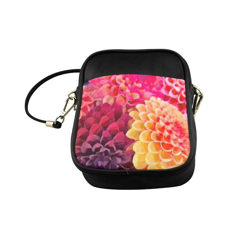 Zinnia Floral Low Poly Triangle Art Sling Bag (Model 1627)