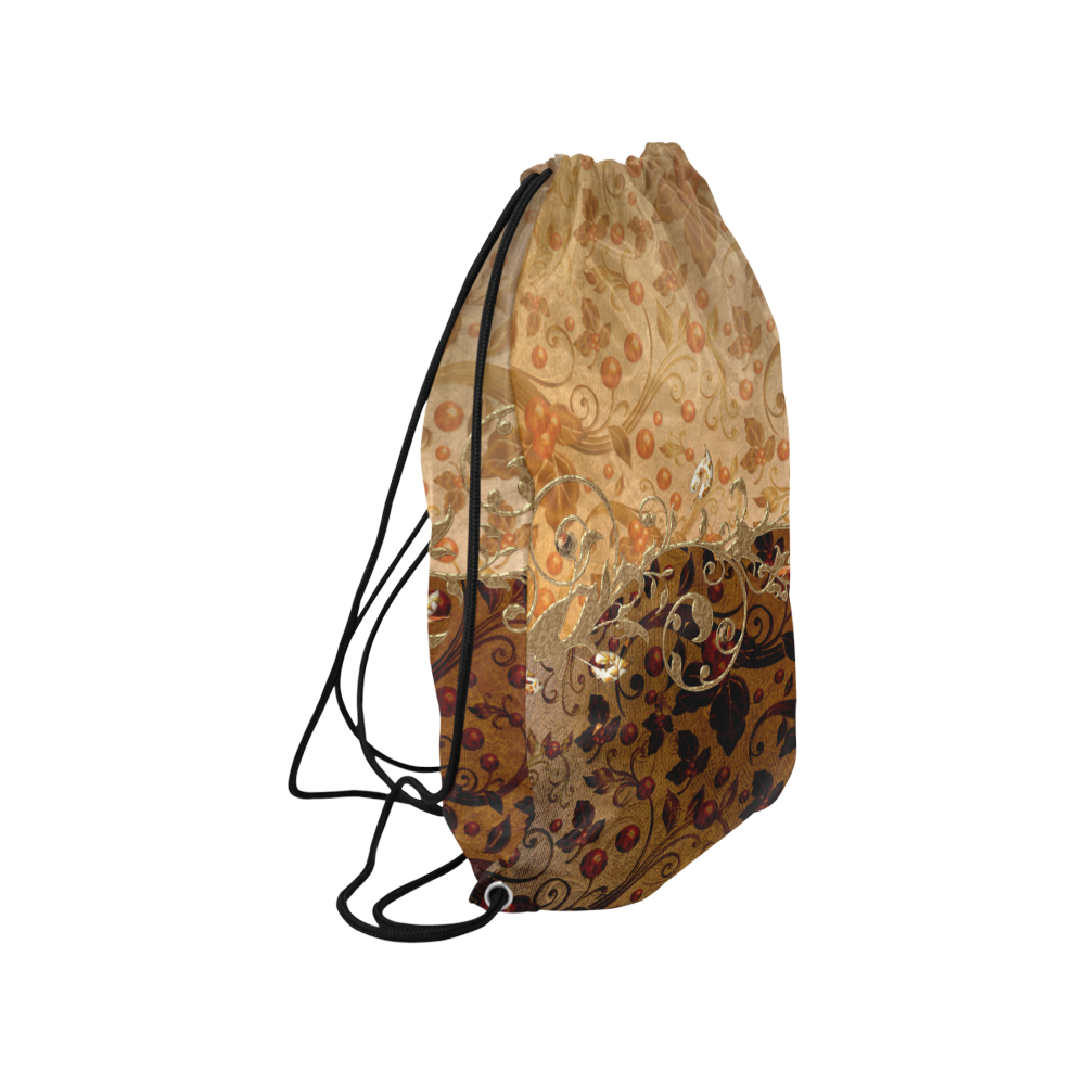 Wonderful decorative floral design Small Drawstring Bag Model 1604 (Twin Sides) 11"(W) * 17.7"(H)