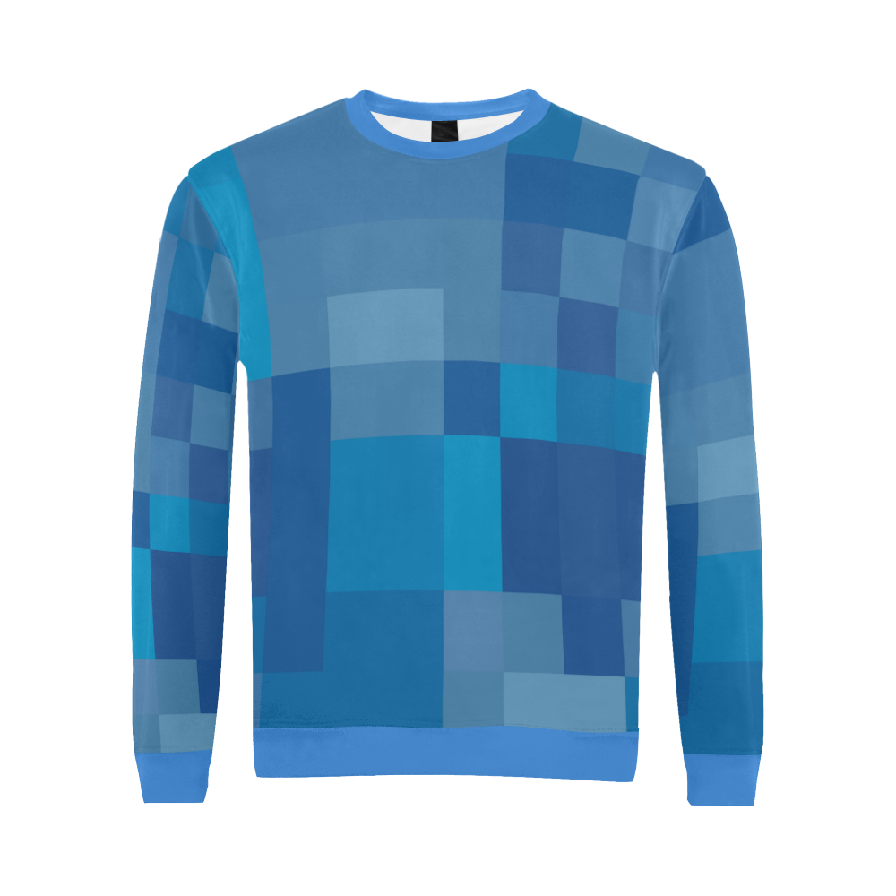 Blue Color Block Abstract by Gingezel All Over Print Crewneck Sweatshirt for Men (Model H18)