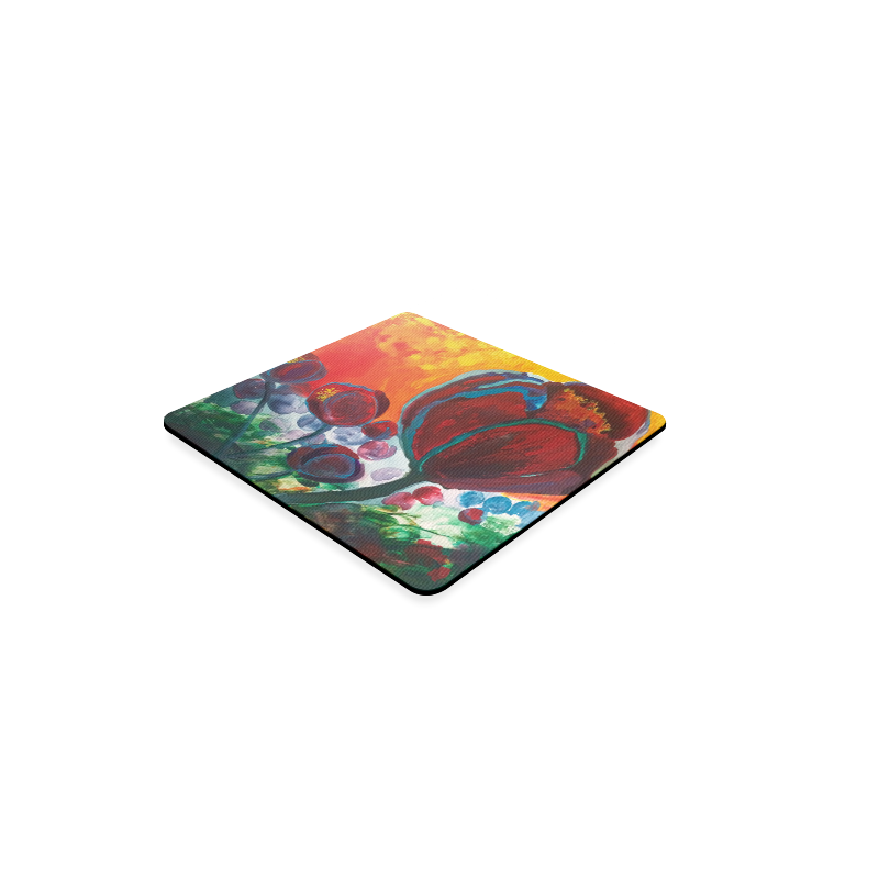 Blue High Tulips on Fire Square Coaster