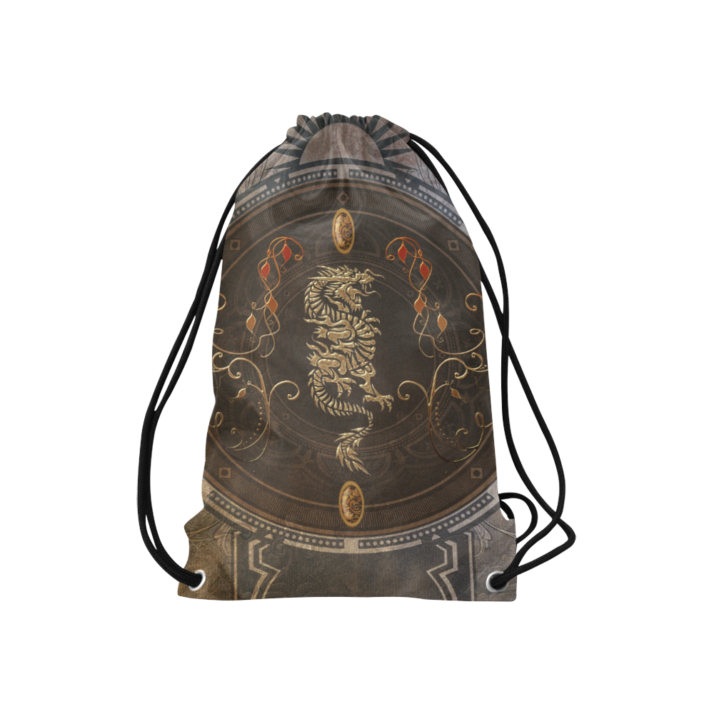 wonderful golden chinese dragon Small Drawstring Bag Model 1604 (Twin Sides) 11"(W) * 17.7"(H)