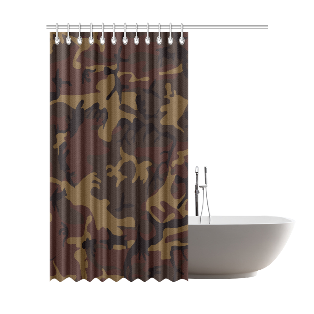 Camo Dark Brown Shower Curtain 72"x84"