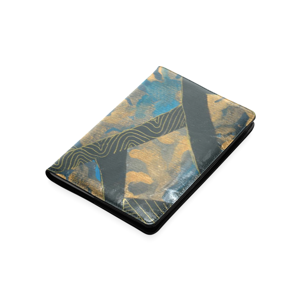 Blue Black and gold abstract Custom NoteBook A5