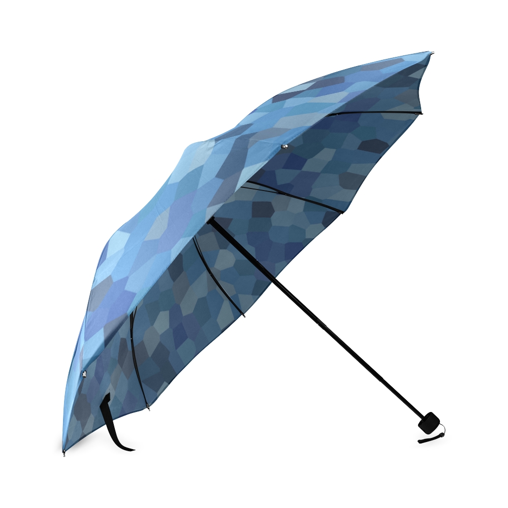 Blue Facet Pattern by Gingezel Foldable Umbrella (Model U01)