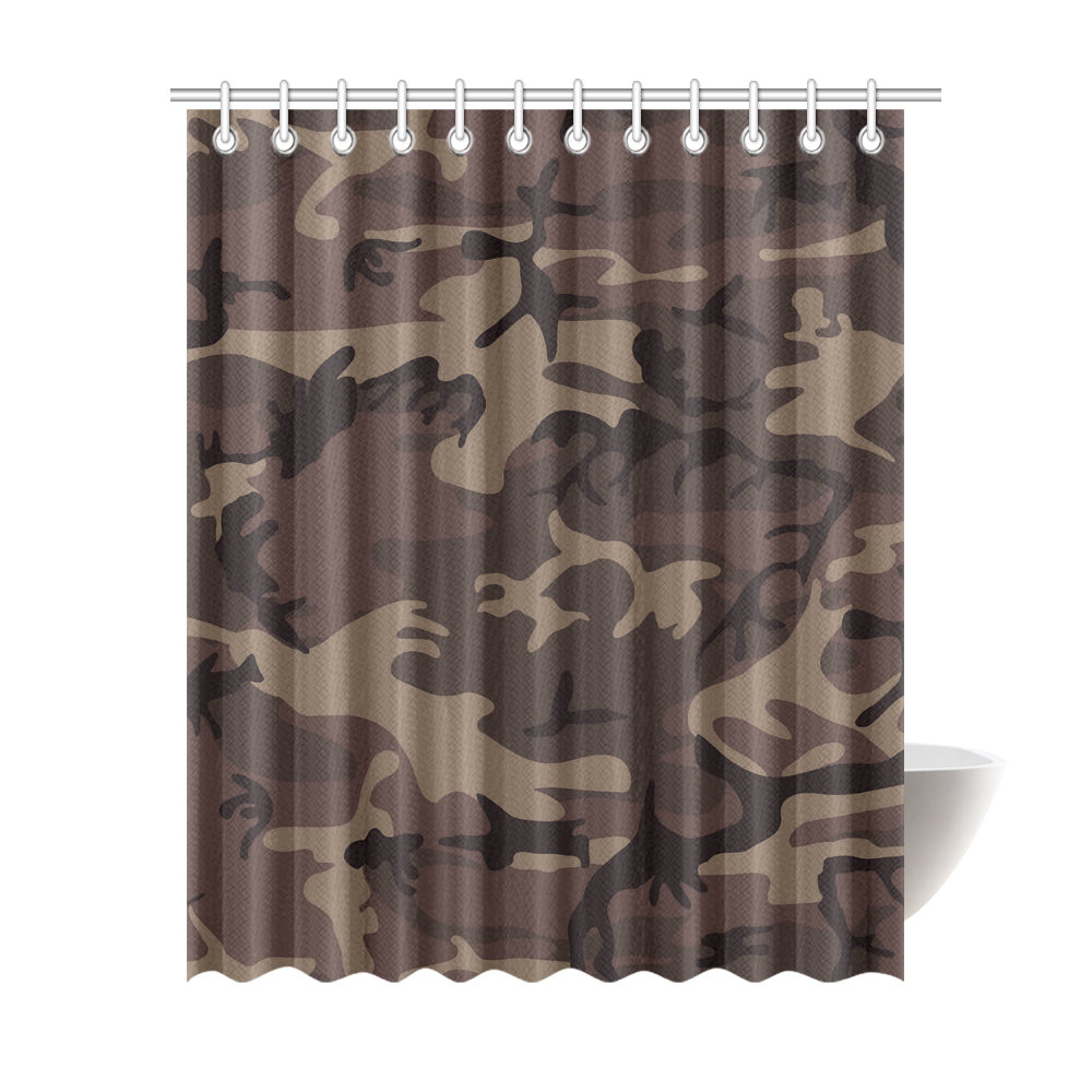 Camo Red Brown Shower Curtain 69"x84"