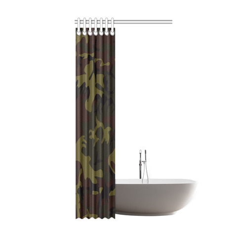 Camo Green Brown Shower Curtain 36"x72"