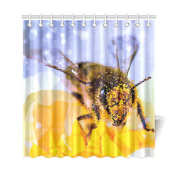 Honey Bee Pollen Geometric Low Poly Triangles Shower Curtain 69"x72"