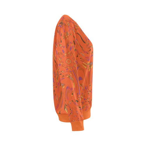 Bright Orange Abstract by Gingezel All Over Print Crewneck Sweatshirt for Women (Model H18)
