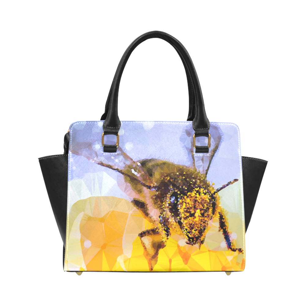 Honey Bee Pollen Geometric Low Poly Triangles Classic Shoulder Handbag (Model 1653)