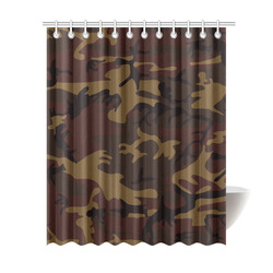 Camo Dark Brown Shower Curtain 69"x84"