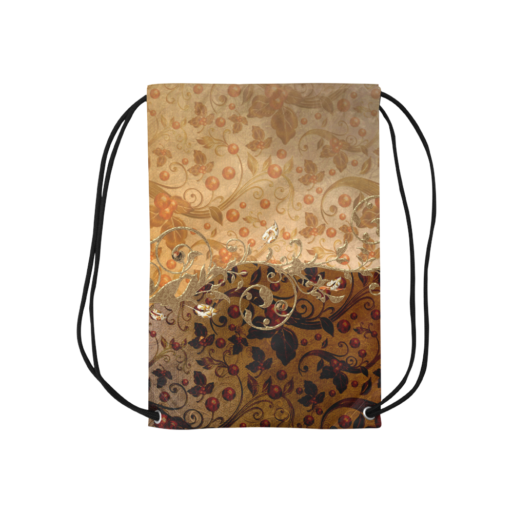 Wonderful decorative floral design Small Drawstring Bag Model 1604 (Twin Sides) 11"(W) * 17.7"(H)