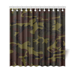 Camo Green Brown Shower Curtain 69"x72"