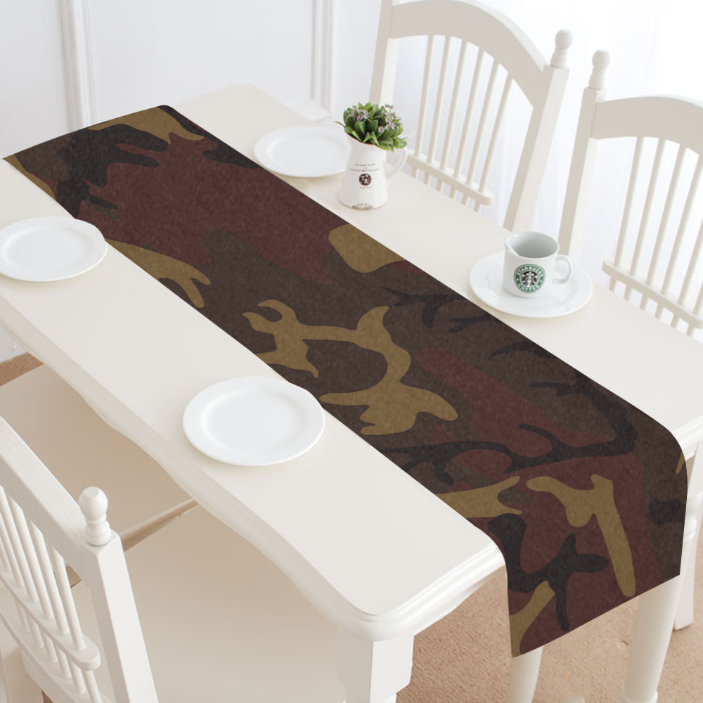 Camo Dark Brown Table Runner 16x72 inch