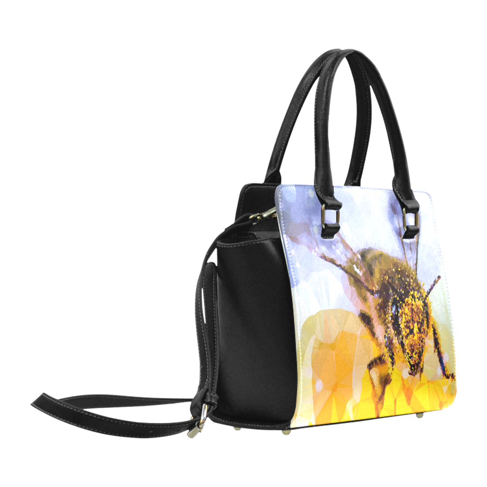 Honey Bee Pollen Geometric Low Poly Triangles Classic Shoulder Handbag (Model 1653)