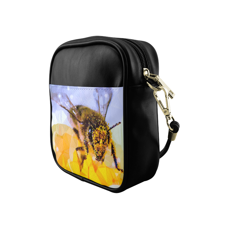 Honey Bee Pollen Geometric Low Poly Triangles Sling Bag (Model 1627)