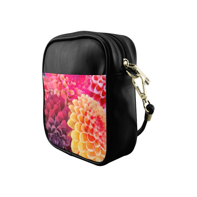 Zinnia Floral Low Poly Triangle Art Sling Bag (Model 1627)