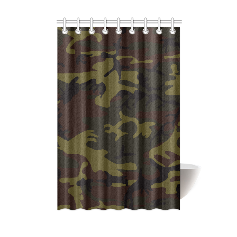 Camo Green Brown Shower Curtain 48"x72"