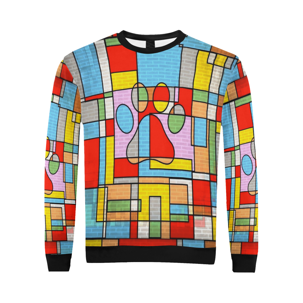 Paws Pattern by Popart Lover All Over Print Crewneck Sweatshirt for Men (Model H18)