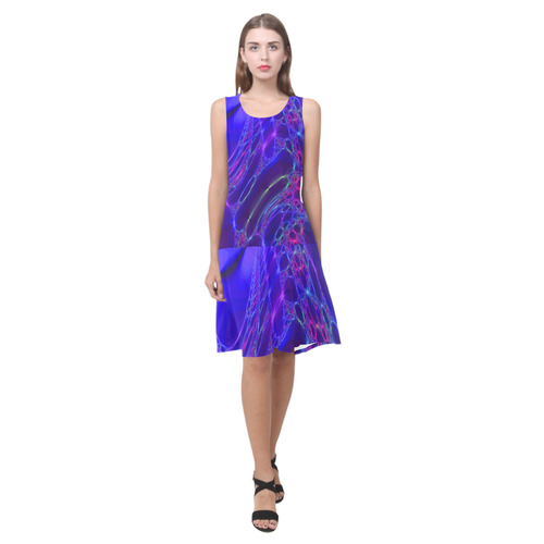 Iris Petal Fractal by Gingezel Sleeveless Splicing Shift Dress(Model D17)