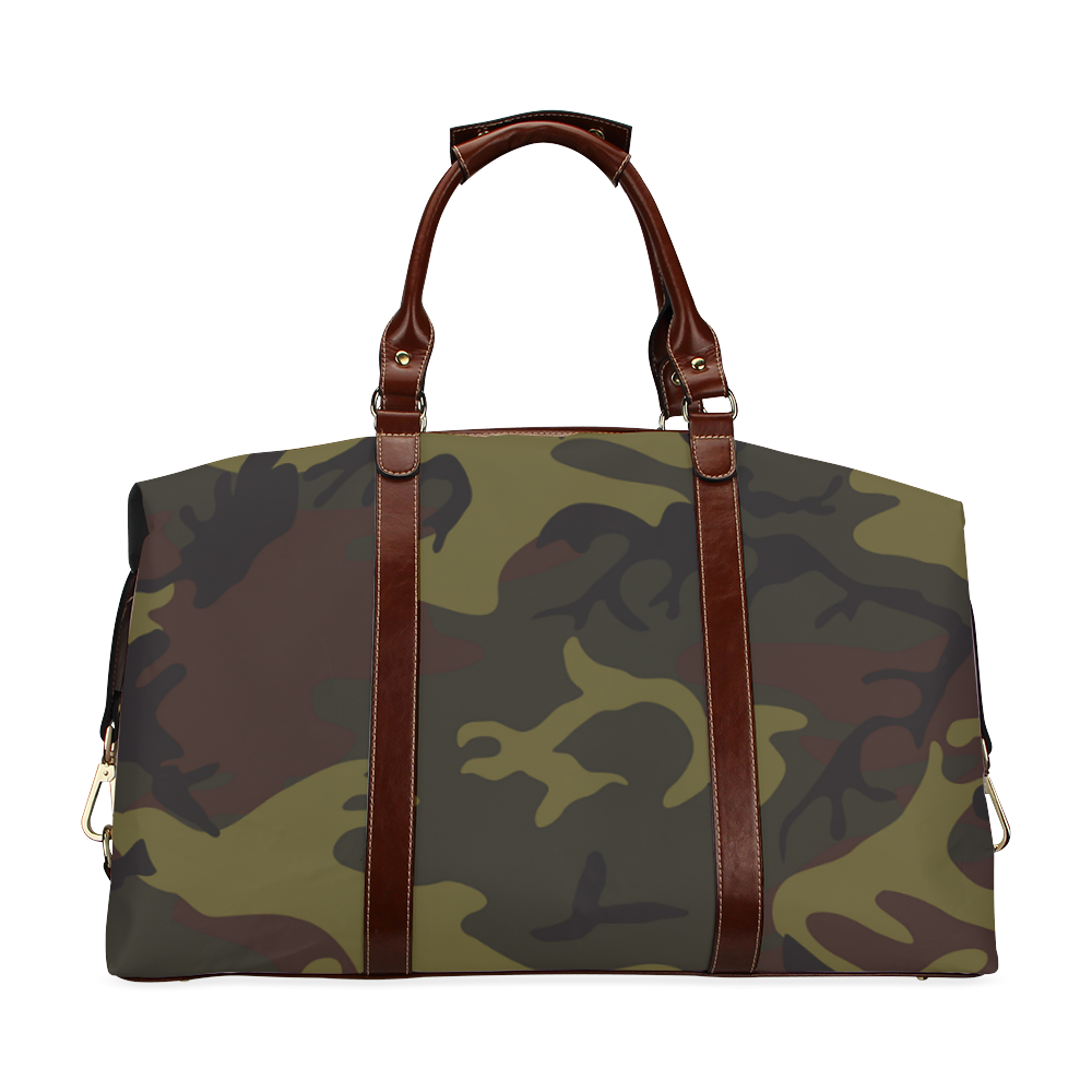 Camo Green Brown Classic Travel Bag (Model 1643) Remake