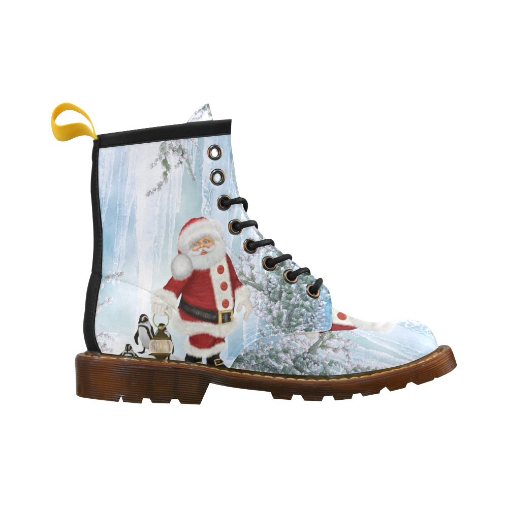 Santa Claus with penguin High Grade PU Leather Martin Boots For Women Model 402H
