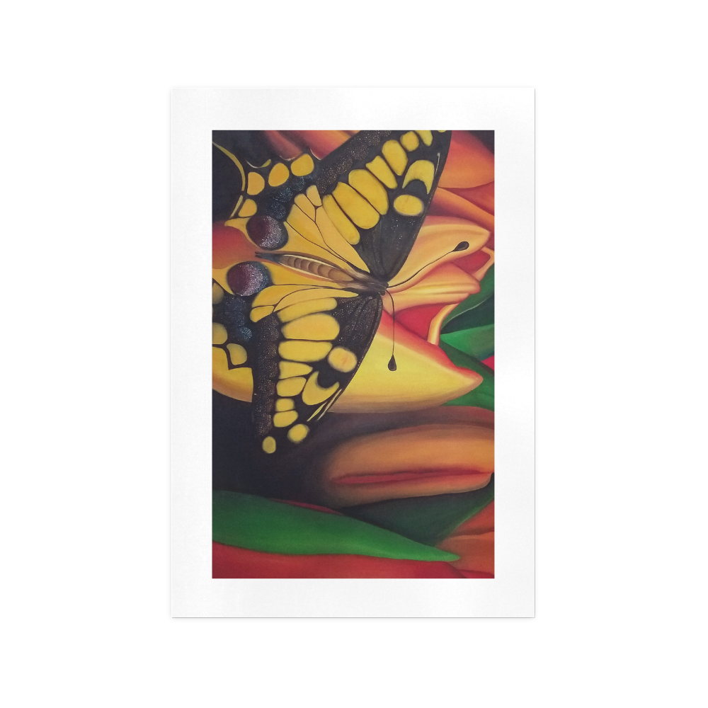 BUTTERFLY IN THE TULIPS Art Print 13‘’x19‘’