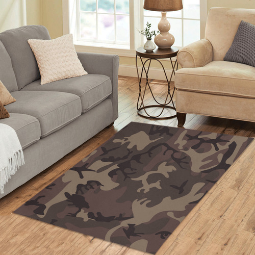 Camo Red Brown Area Rug 5'x3'3''