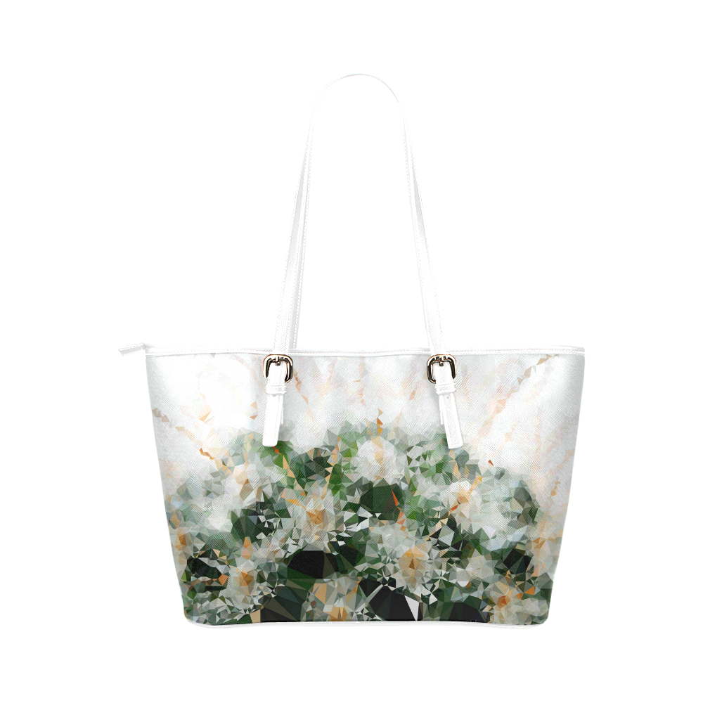 Cactus Low Poly Geometric Triangle Art Leather Tote Bag/Large (Model 1651)