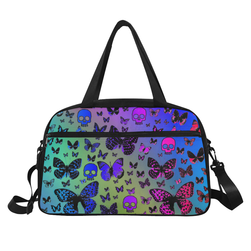 Rainbow Skulls & Butterflies Fitness Handbag (Model 1671)