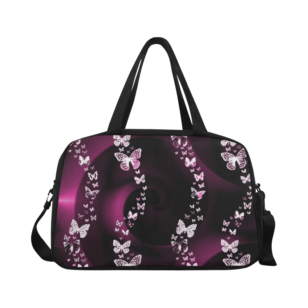 Pink Butterfly Swirl Fitness Handbag (Model 1671)