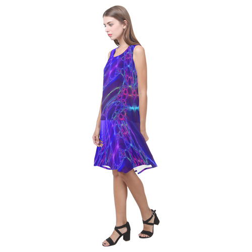 Iris Petal Fractal by Gingezel Sleeveless Splicing Shift Dress(Model D17)