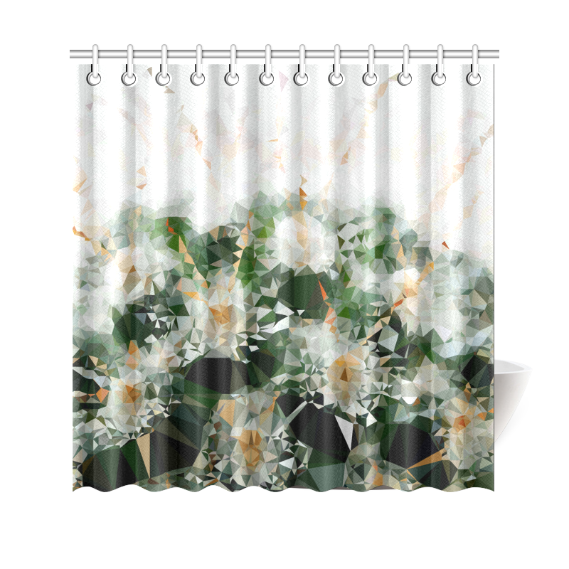 Cactus Low Poly Geometric Triangle Art Shower Curtain 69"x70"