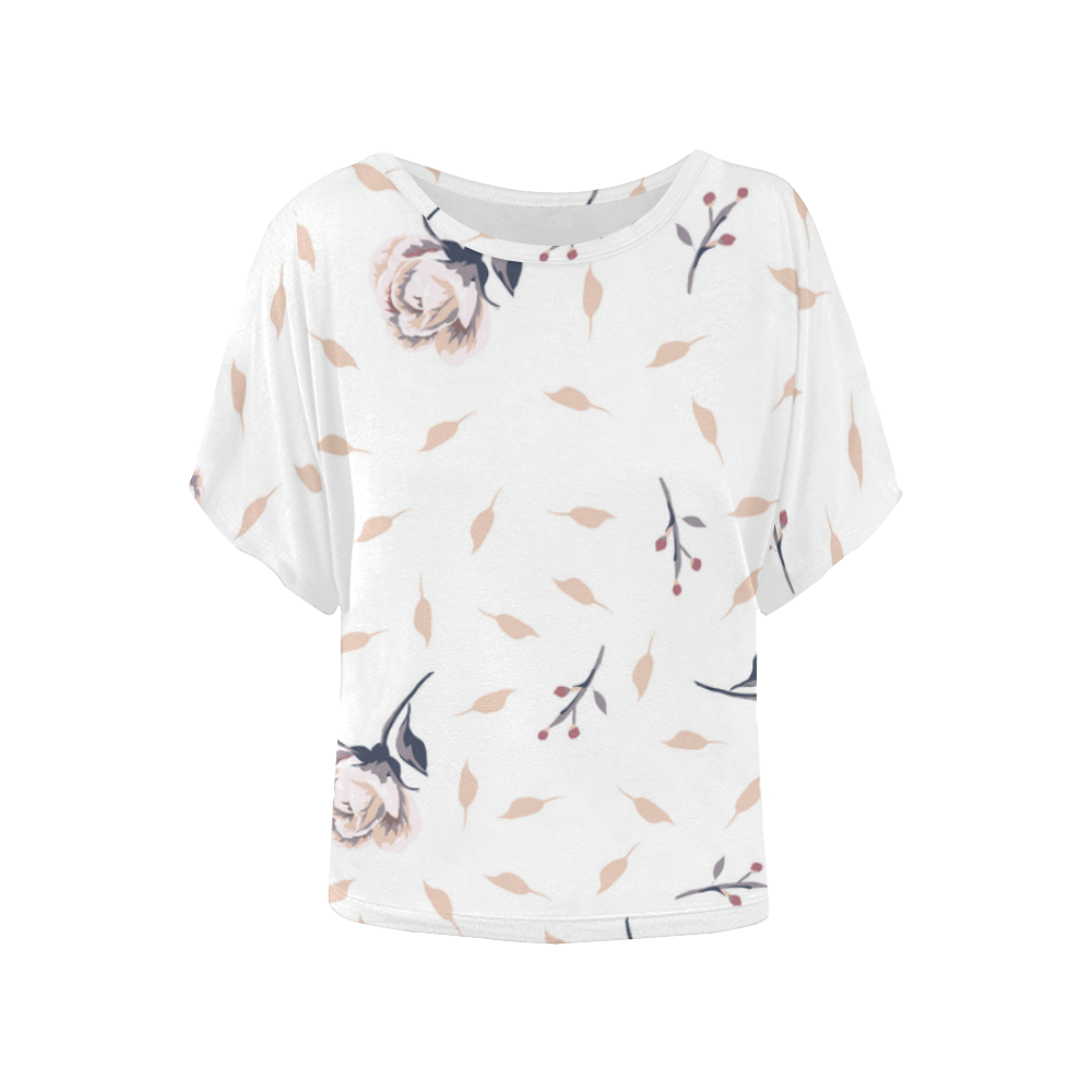 Floral Women's Batwing-Sleeved Blouse T shirt (Model T44)
