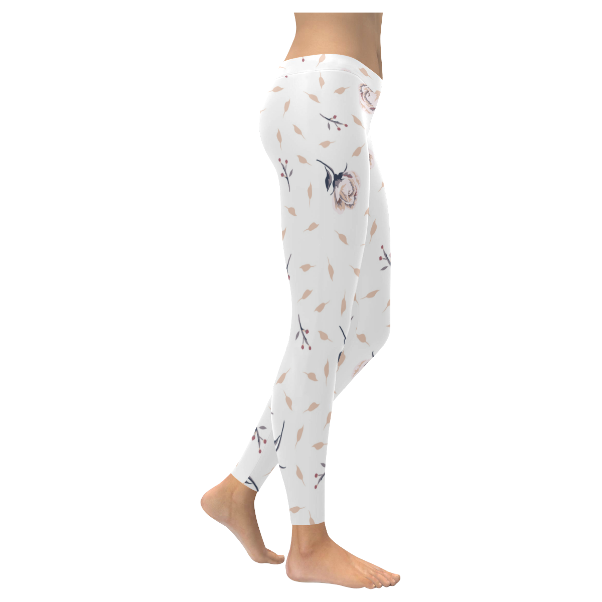 Floral Women's Low Rise Leggings (Invisible Stitch) (Model L05)