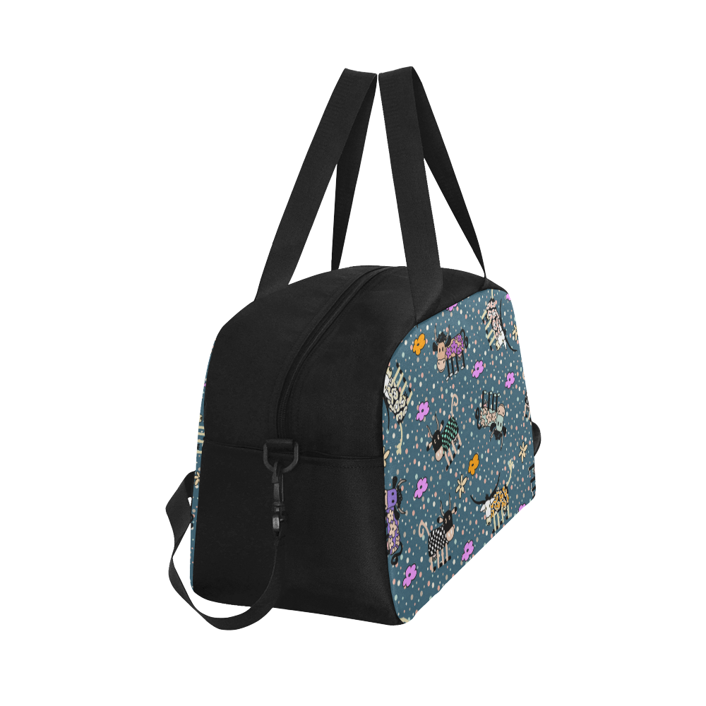 Colorfully and Funny COWS with FLOWERS Fitness Handbag (Model 1671)