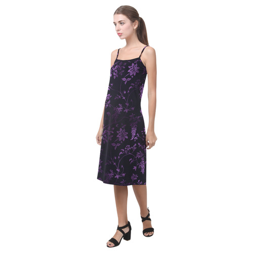Gothic black_n_purple pattern Alcestis Slip Dress (Model D05)