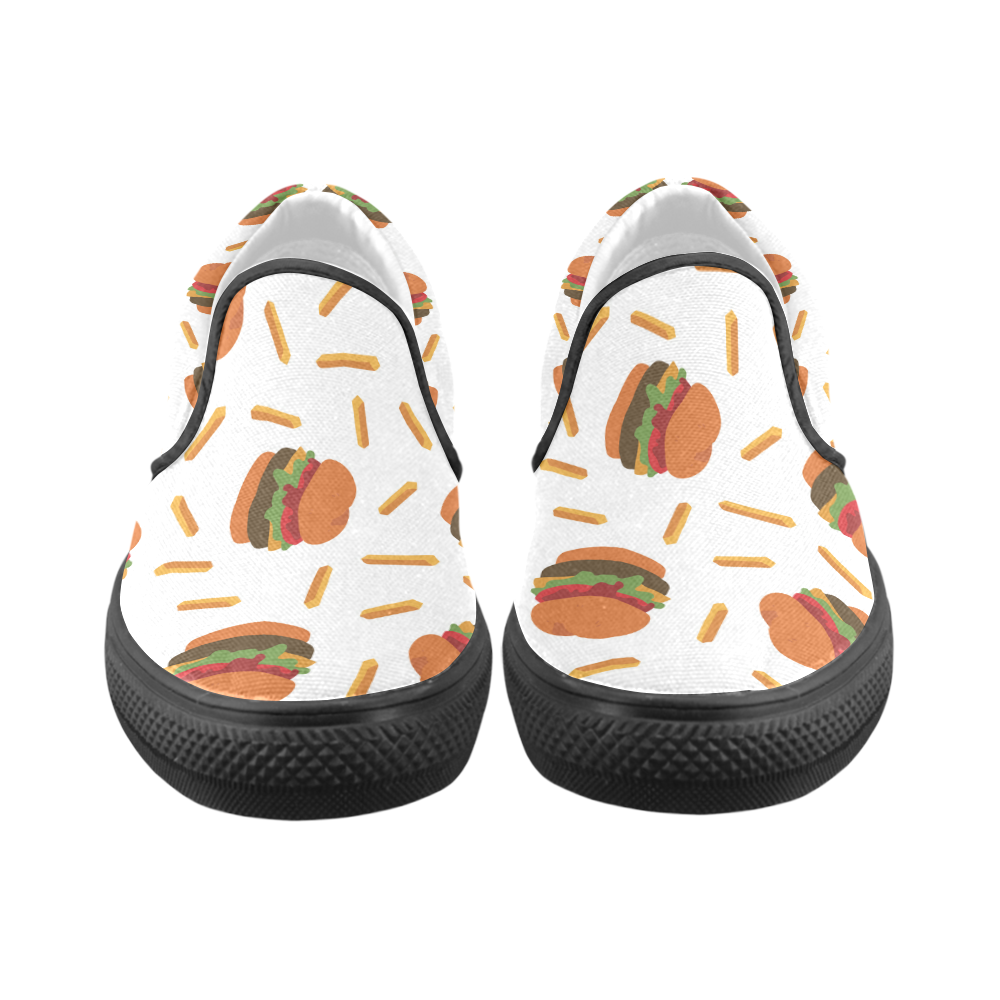 Burgers and Fries Slip-on Canvas Shoes for Men/Large Size (Model 019)