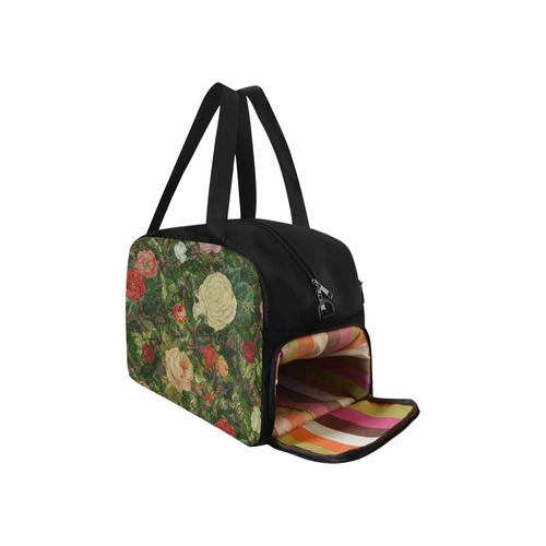 Vintage Wallpaper - Colored Roses Pattern II Fitness Handbag (Model 1671)