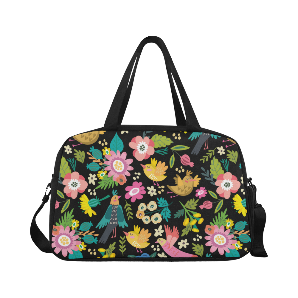 Spring Flowers And Birds Pattern I Fitness Handbag (Model 1671) | ID ...