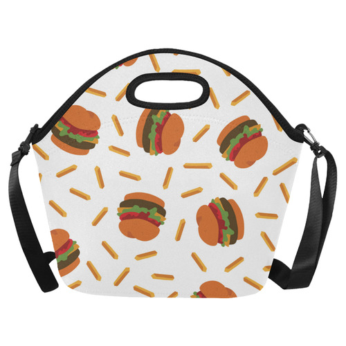 Burgers and Fries Neoprene Lunch Bag/Large (Model 1669)