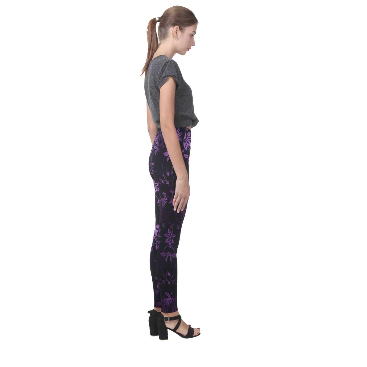 Gothic black_n_purple pattern Cassandra Women's Leggings (Model L01)