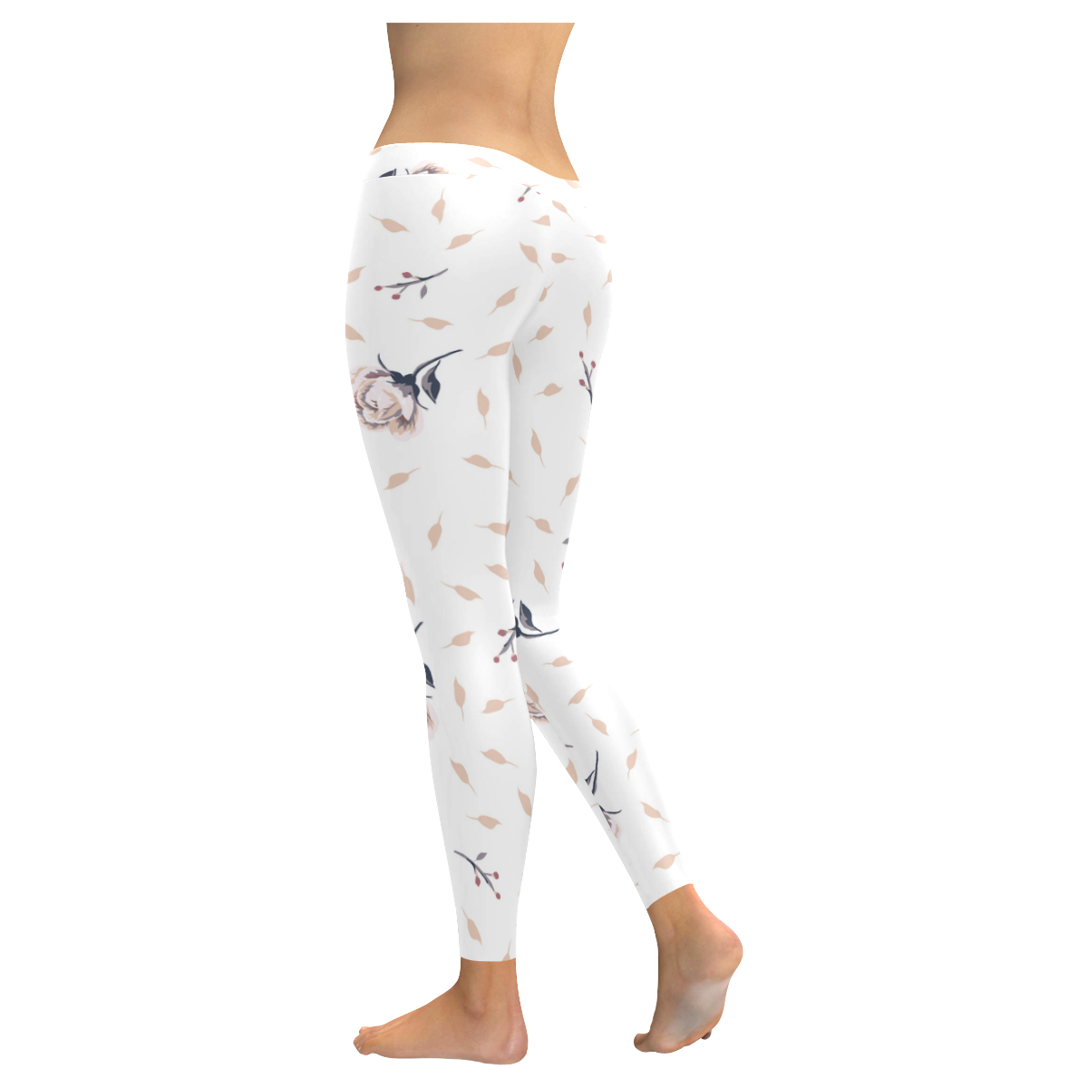 Floral Women's Low Rise Leggings (Invisible Stitch) (Model L05)