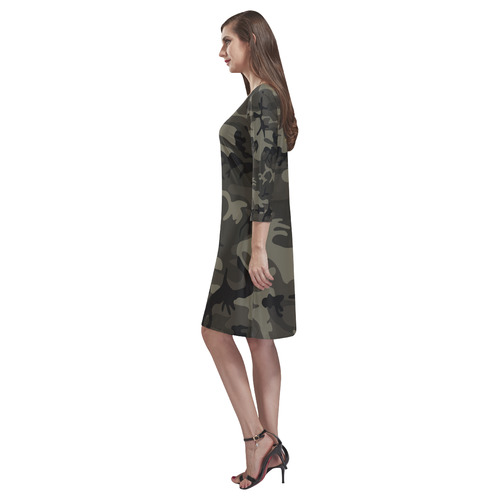 Camo Grey Rhea Loose Round Neck Dress(Model D22)