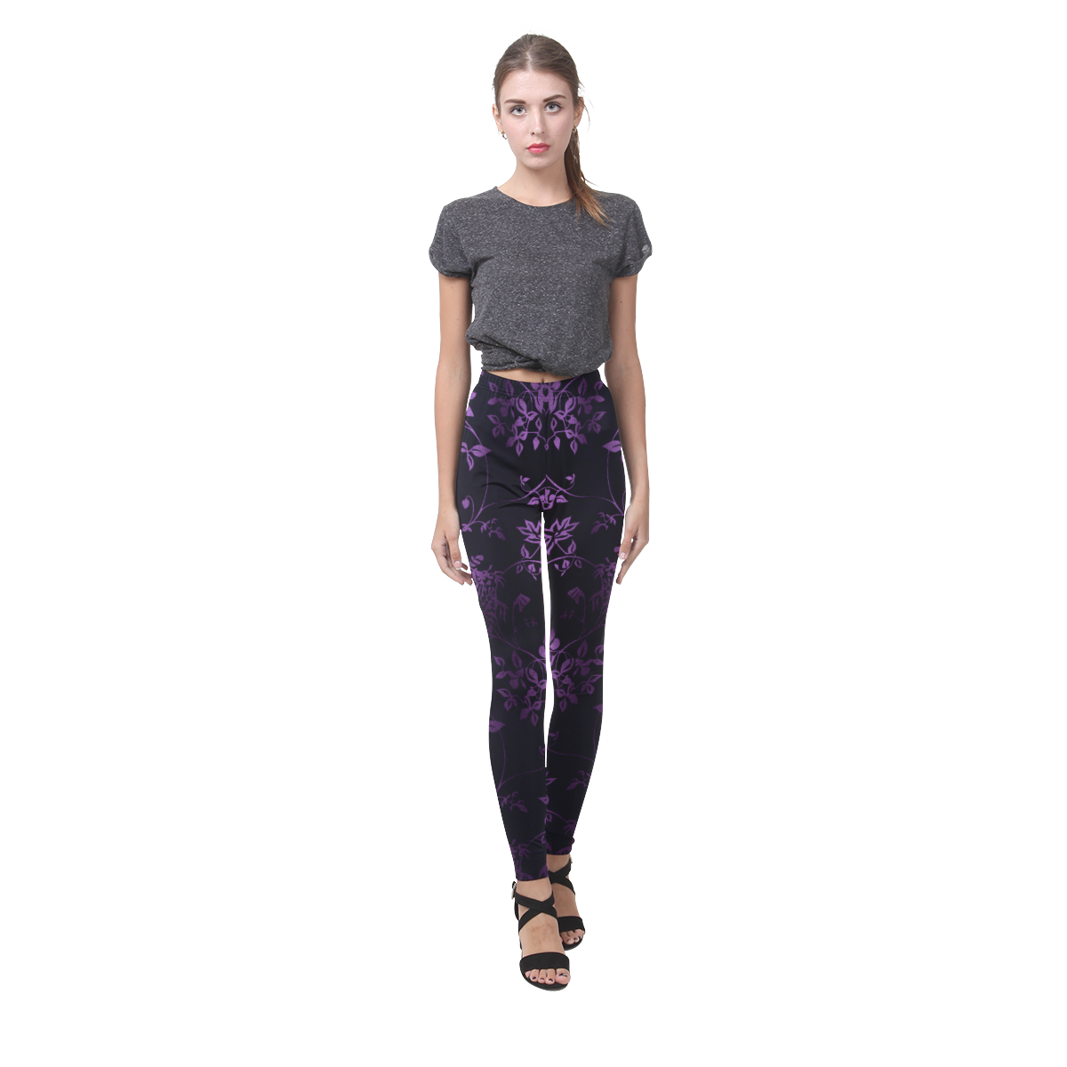 Gothic black_n_purple pattern Cassandra Women's Leggings (Model L01)